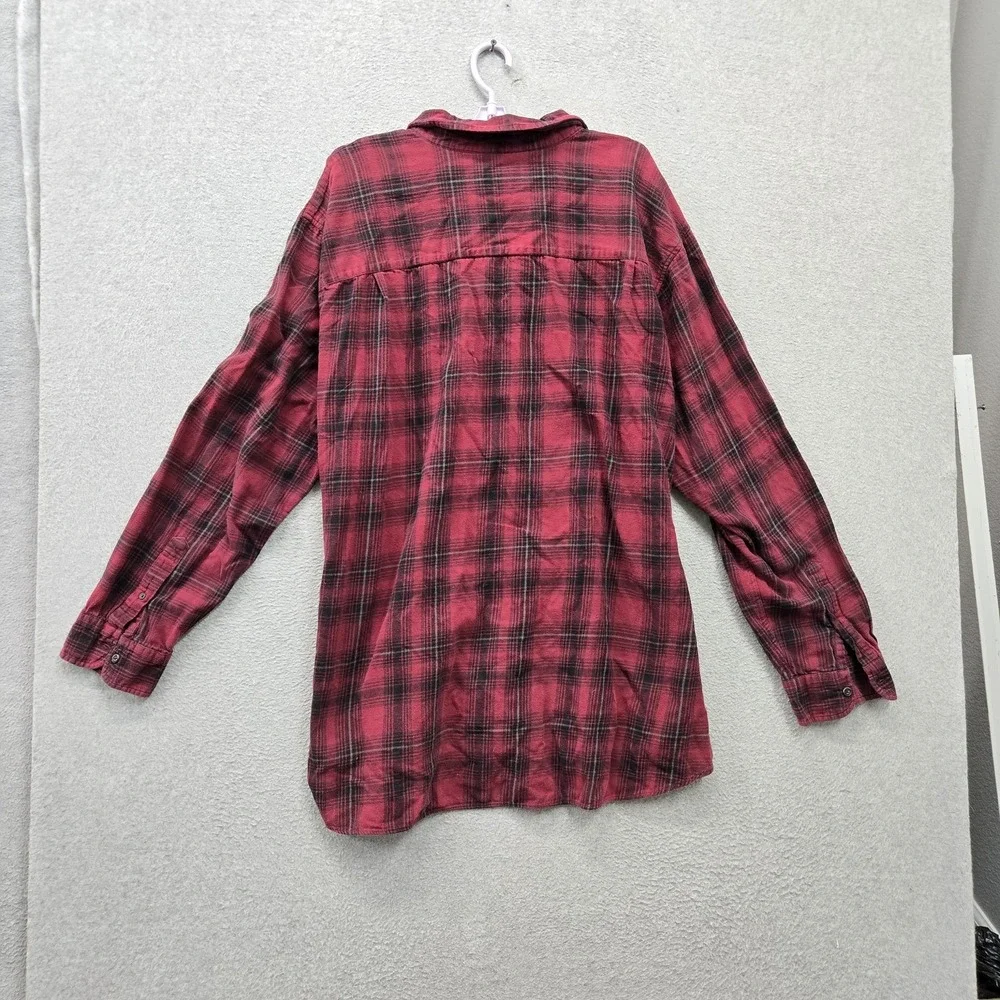 The Foundry Supply Co. Men Button Up Shirt 3XLT Red Plaid Flannel Shirt